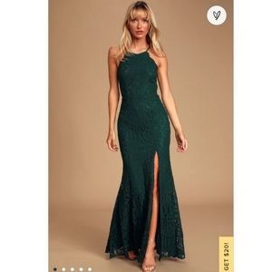 Splendor of Love Emerald Green Lace Maxi Dress